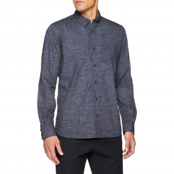 TOM TAILOR Herren Freizeithemd Freizeit Langarm Hemd, Blau (Sapphire Blue 6856), Large