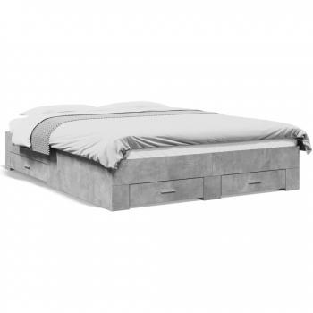 VidaXL Bettgestell 160x200 cm mit Schubladen Beton Grau