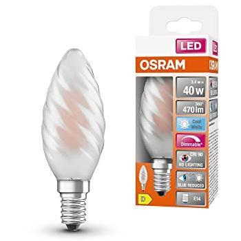 Bombilla esmerilada de llama torcida LED E14 470 lúmenes 40W equivalente blanco neutro OSRAM