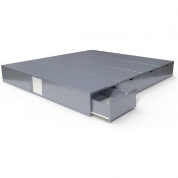 Lit Contemporain Cube 160x200 Gris Aluminium – ABC MEUBLES