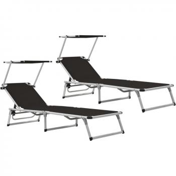 Dichtopvouwbare Zwarte Ligbedden – 2‑Deelset