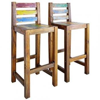 Taburetes de Bar 2 piezas recuperación de madera maciza