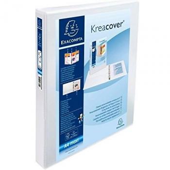 Exacompta 51822E Ringbuch Kreacover aus festem PP, 2 Ringe 30mm, Rücken 47mm, DIN A4+, 1 Stück, Weiß