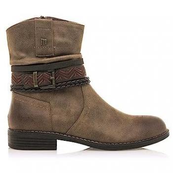 Botines Camperos para Mujer Mustang Marrón con Cierre de Cremallera y Detalle de Tiras al Tobillo