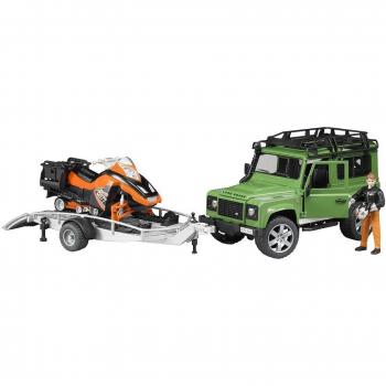 Bruder Land Rover Defender avec Moto Neige et Remorque