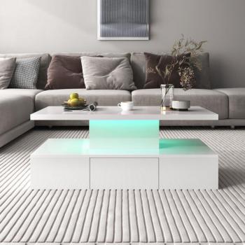 Table Basse Wishdor avec Éclairage LED et Rangement Pratique