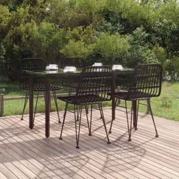 VidaXL 5-tlg. Essgruppe für den Garten Schwarz Poly Rattan