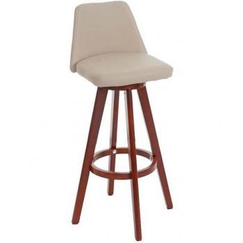 Drehbarer Barhocker MCW-C43, Holz und Kunstleder, komfortabel ~ creme