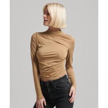 Perkins Lässig Langarm T-Shirt Superdry Damen Braun M Modal