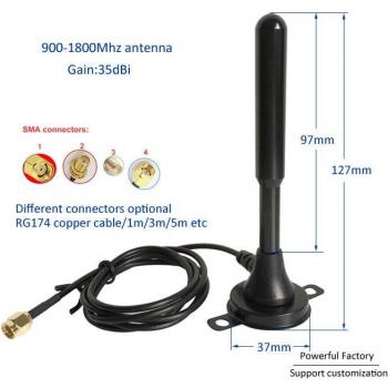 35dBi Magnetic Antenna with 3M Cable for GSM/3G, 2.4GHz WiFi, 315MHz LTE/4G, SMA Male