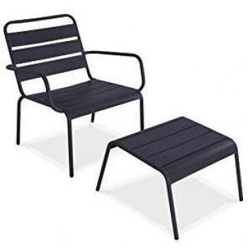 Poltrona relax con poggiapiedi in metallo antracite