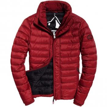 Superdry Herren SDX Fuji Rotes Jackett mit 3 Reißverschlüssen – L