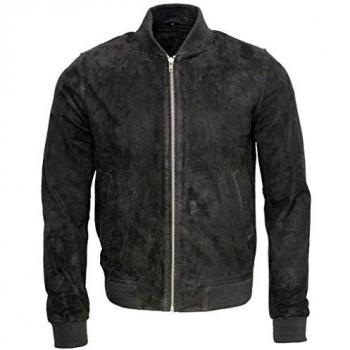 Infinity Leather Retro Bomber 5XL – Herren, Varsity‑Ziegenleder, Athen Schwarz