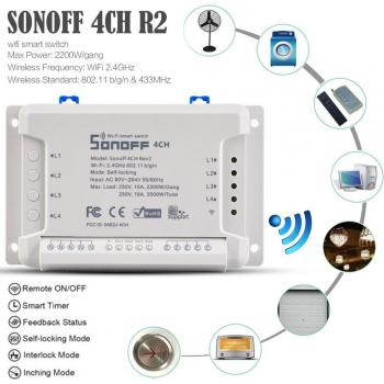 Interrupteur Sonoff 4CH Pro R2 WiFi RF à 4 gangs