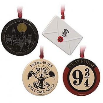 Set di Decorazioni di Natale Harry Potter (Lettera, Hogwarts, Dobby, 9 3/4)