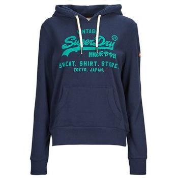 Superdry Capucha Classic Vintage Logo Azul Marino Verde Mujer 10