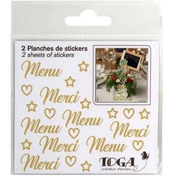 Autocollants Mariage, Lot de 2, Or, 10 x 10 cm