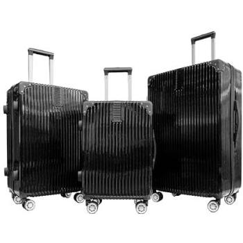 OHS Black Metallic Hard Shell 4‑Wheel Suitcase Bundle