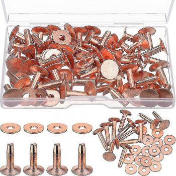 Pack de 50 pièces de rivets et bavures en cuivre pour accessoires en cuir