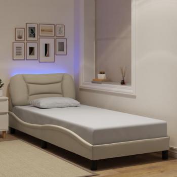 Lit adulte LED couleur crème, cadre 90×200 cm sans matelas