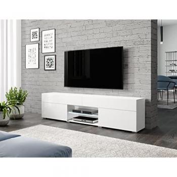 Table‑TV Carrera 180 cm – Blanc – Lumière LED