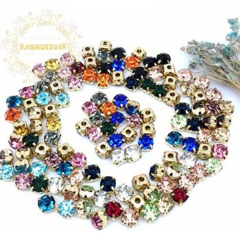 Diamond Shape Glass Crystal Rhinestones with Gold Claw (3mm-8mm)