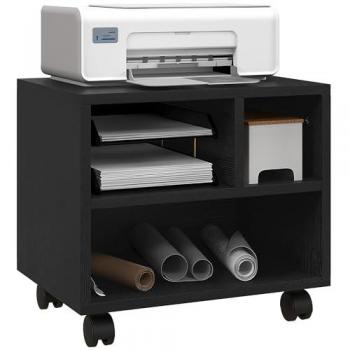 2-Tier Rolling Printer Stand with Storage and 3 Compartments