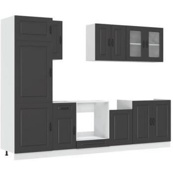 Kalmar 8 Piece Kitchen Cabinet Set Black Engineered Wood
