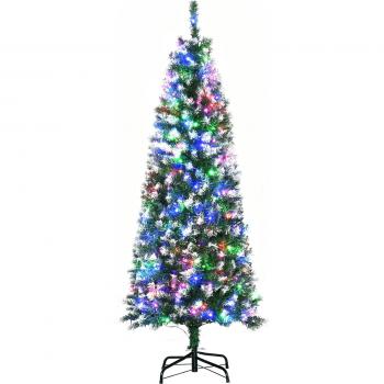 HOMCOM 5' Prelit Pencil Slim Christmas Tree with 250 Colourful LED Lights