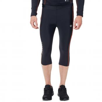UltraSport Men's Ultra-Compression Capri Running Shorts – Fast-Dry, Black/Orange, XL Size