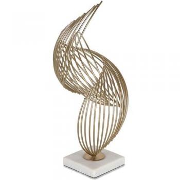 Adorno de mesa espiral dorado con soporte de mármol
