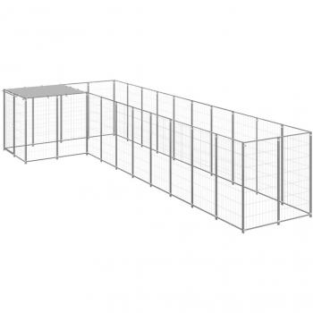 VidaXL Perrera 7,26 m² Acero Casa Jaula Perro Cachorro Recinto Mascota Color Plateado