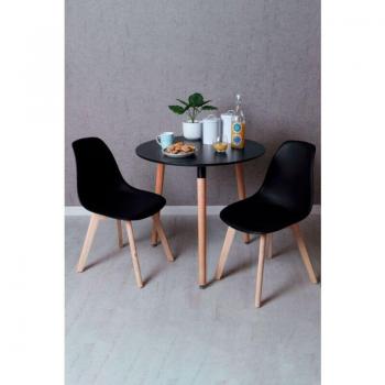 Conjunto Todo en Negro: Mesa Tower Redonda 80cm + Pack de 2 Sillas Kelen