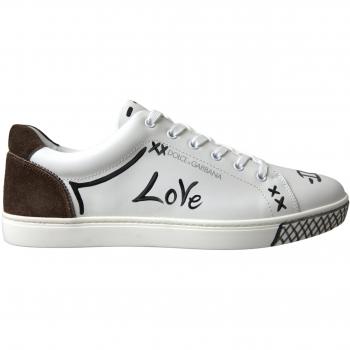 Dolce & Gabbana Classic White Leather Sneaker, Brown Detail – EU39.5