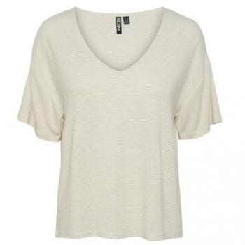 Oversized T-Shirt gestreift für Damen Pieces Billo Lurex