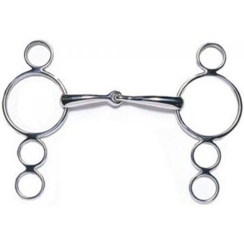 JP Korsteel Silver 6in Jointed 3 Ring Dutch Gag Bit
