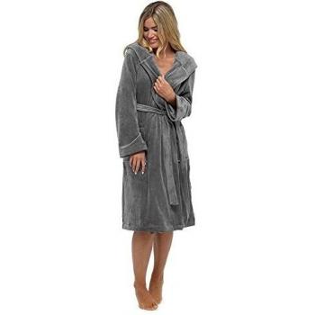 Wolf & Harte Luxurious Moleskin Shimmer Fleece Gown – Women's Large, Grey