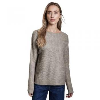 Breezy Beige Street One Strickpullover – Damen, U-Boot Schnitt, Größe 36