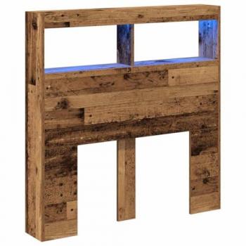 VidaXL Altholz‑Optik LED-Kopfteil mit Ablagen 100 × 17 × 102 cm