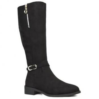 Female Georgina Zip‑Biker Calf Boot – Black