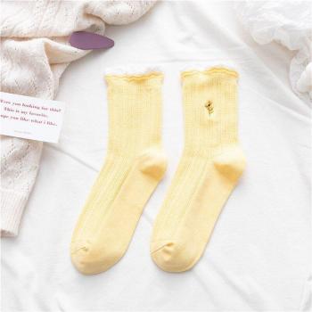 Floral Embroidery Ruffle Socks Set