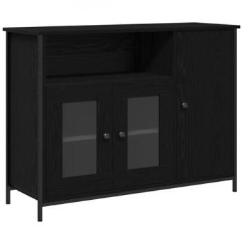 Buffet bas VidaXL – Chêne Noir, 120 cm, Portes vitrées