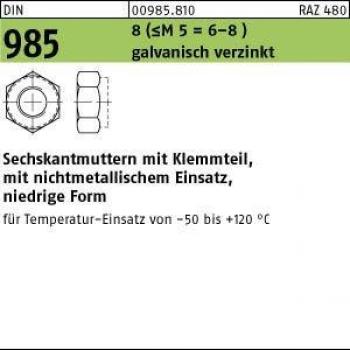 Niedrige 6-Kant-Mutter, nichtmetallisches Klemmteil, DIN 985, verzinkter Stahl 8, M36