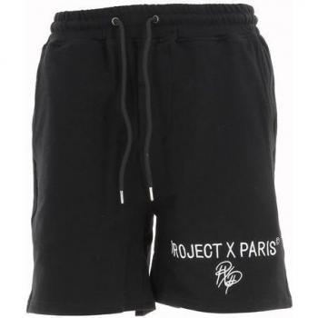 Short bermuda Project X Noir – Design urbain à taille élastique avec 2 poches latérales