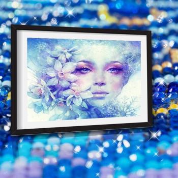 5D Diamantmalerei: Mädchen und Blume