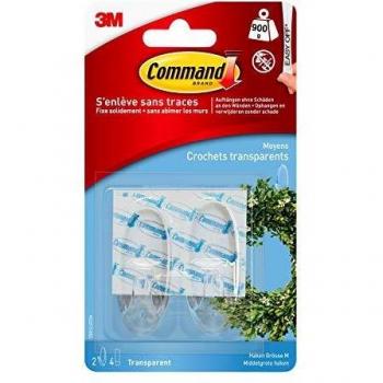 Ganchos Command 17091CLR con 12 adhesivos para pared adicionales, color transparente