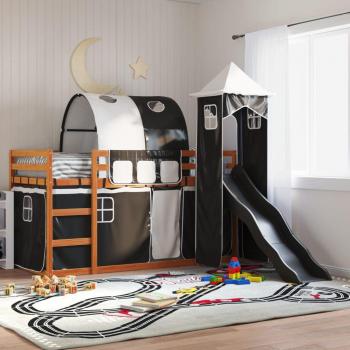 VidaXL Bunk Bed with Slide and Curtains 90x200 cm