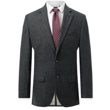 Dobell Menswear: 46R Grey Donegal Tweed Overcoat