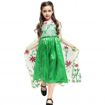 Abito Verde con Zirconi della Principessa Elsa di Frozen