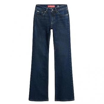 Femme Jean Slim Superdry Évasé Taille Mi-Haute, Coton Biologique, Bleu Foncé